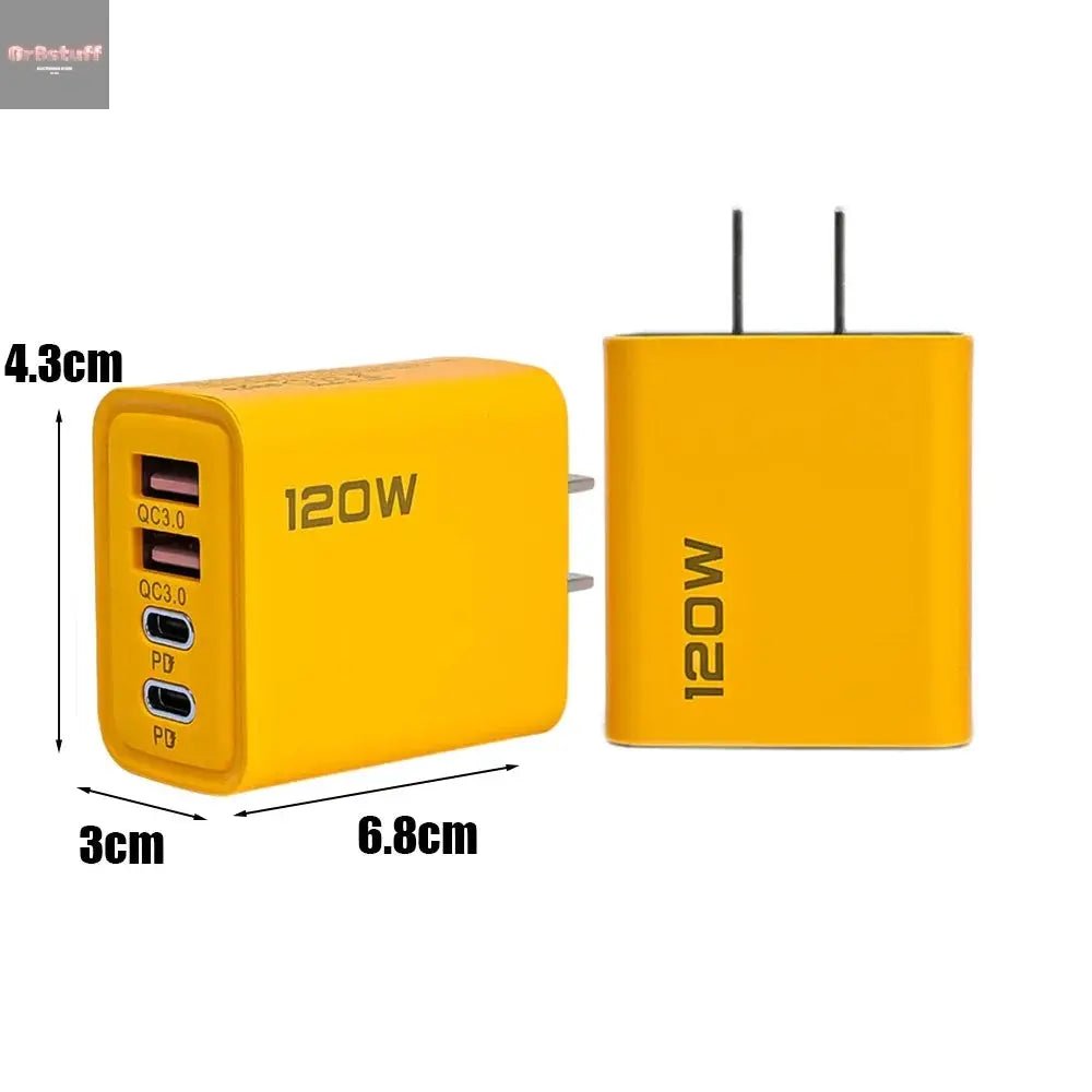 120W Wall Charger Adapter Type C QC3.0 Fast Charging PD USB Charger For iPhone 15 Xiaomi Samsung 60W USB - C To Type C Cable - Gr8stuff