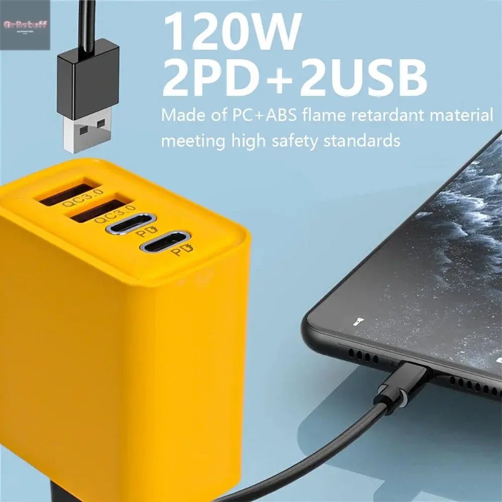 120W Wall Charger Adapter Type C QC3.0 Fast Charging PD USB Charger For iPhone 15 Xiaomi Samsung 60W USB - C To Type C Cable - Gr8stuff