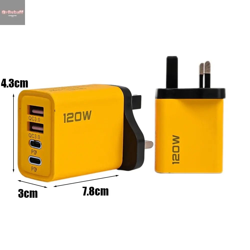 120W Wall Charger Adapter Type C QC3.0 Fast Charging PD USB Charger For iPhone 15 Xiaomi Samsung 60W USB - C To Type C Cable - Gr8stuff