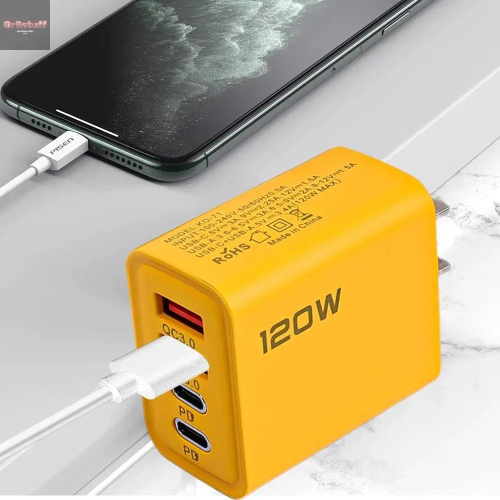 120W Wall Charger Adapter Type C QC3.0 Fast Charging PD USB Charger For iPhone 15 Xiaomi Samsung 60W USB - C To Type C Cable - Gr8stuff