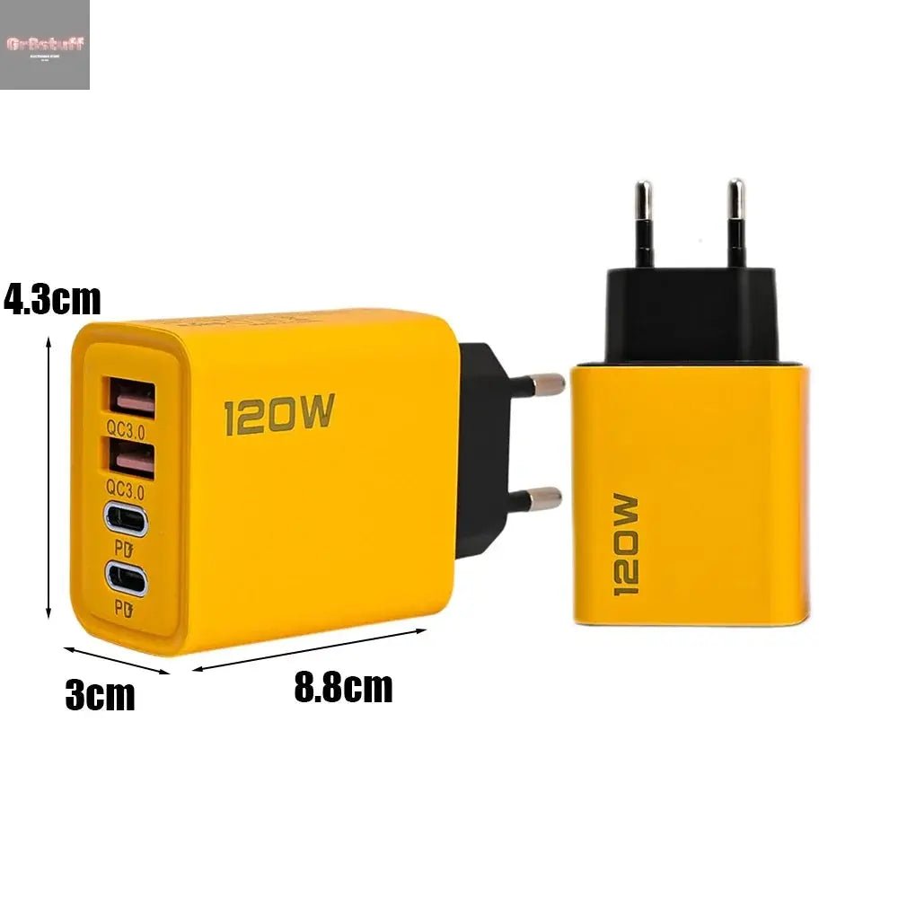 120W Wall Charger Adapter Type C QC3.0 Fast Charging PD USB Charger For iPhone 15 Xiaomi Samsung 60W USB - C To Type C Cable - Gr8stuff