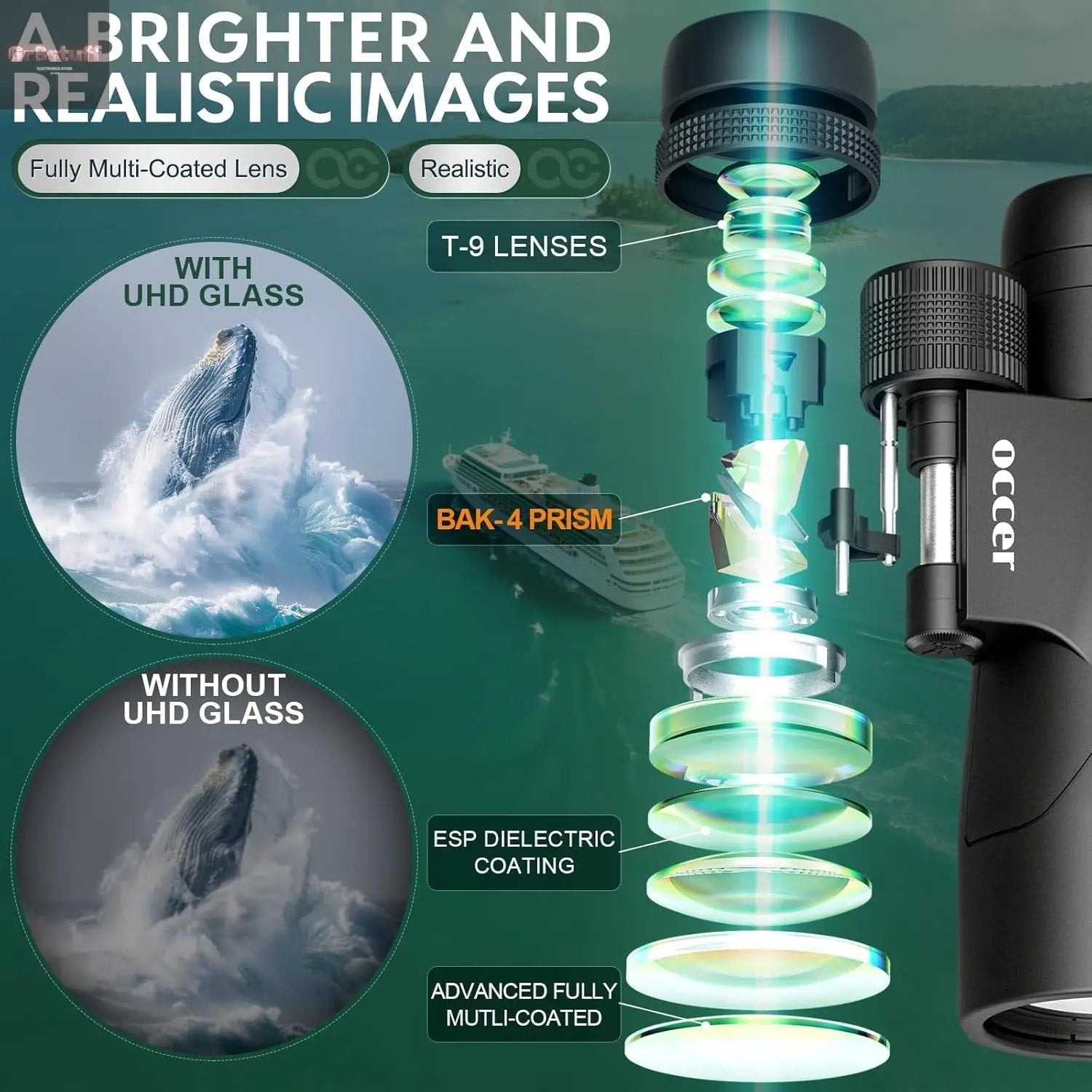 12X50 Binoculars for Adults High Powered - HD Bird Watching Binocular for Hunting with Clear Vision - Easy Focus Binoculars with Long Range for Hiking Travel Cruise Trip Concert Stargazing.