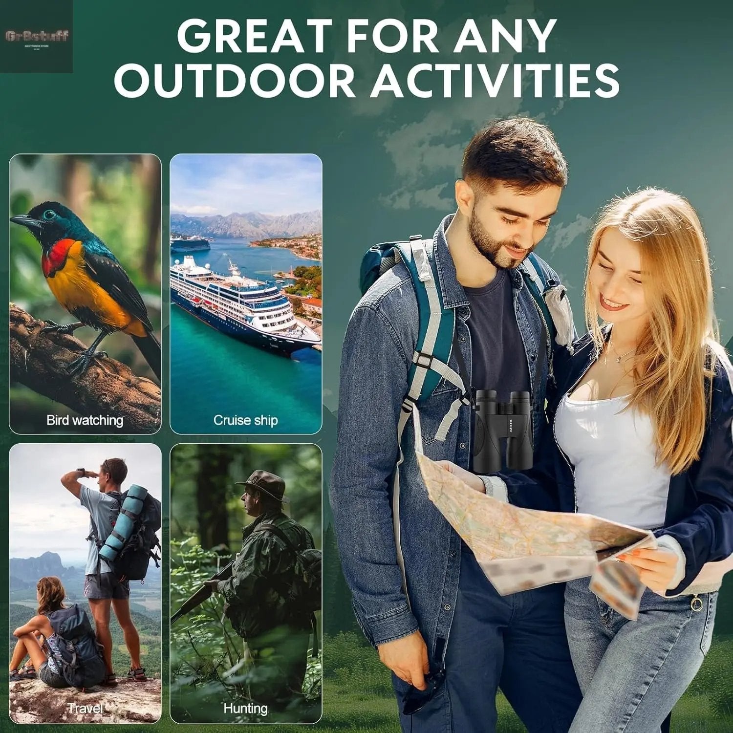 12X50 Binoculars for Adults High Powered - HD Bird Watching Binocular for Hunting with Clear Vision - Easy Focus Binoculars with Long Range for Hiking Travel Cruise Trip Concert Stargazing.