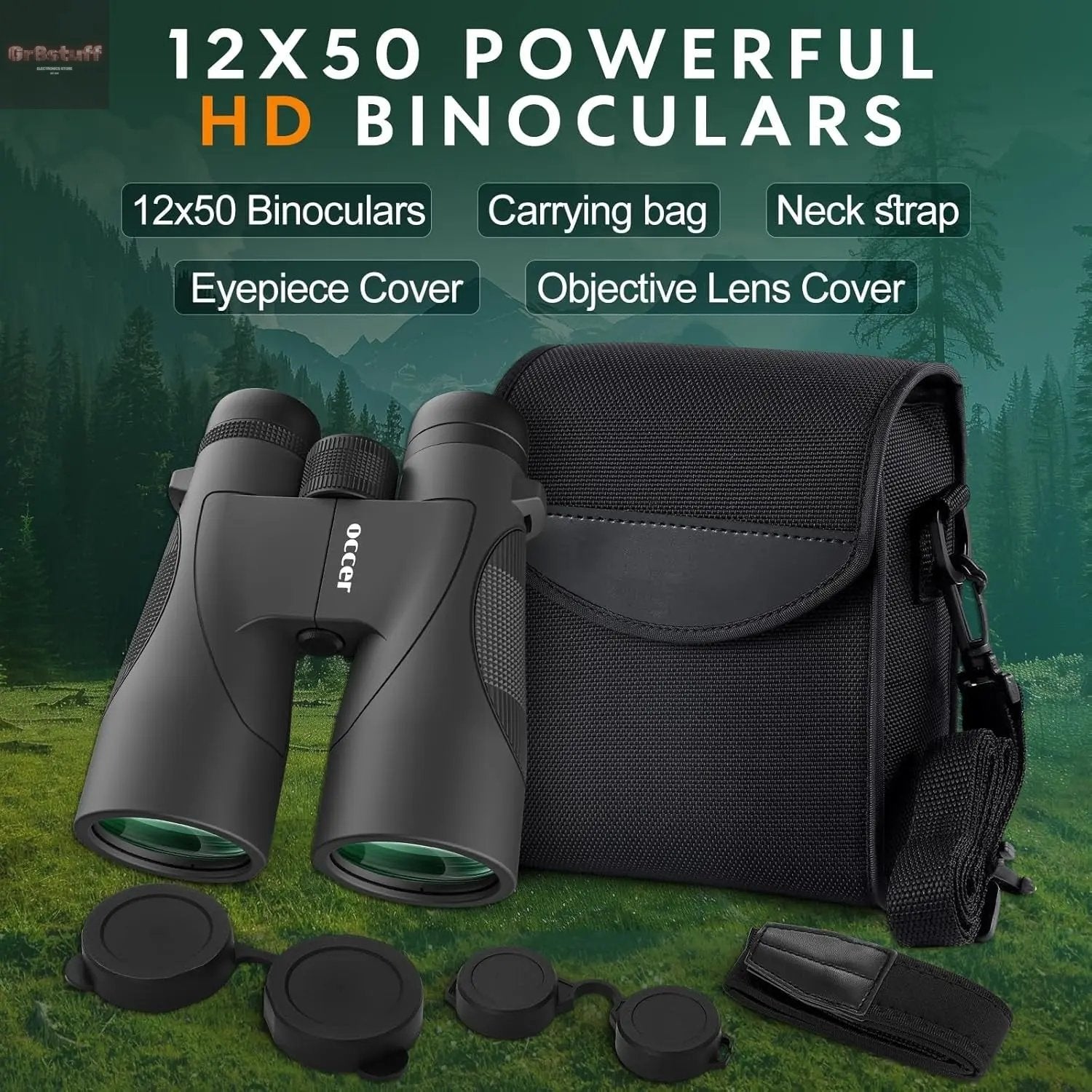 12X50 Binoculars for Adults High Powered - HD Bird Watching Binocular for Hunting with Clear Vision - Easy Focus Binoculars with Long Range for Hiking Travel Cruise Trip Concert Stargazing.