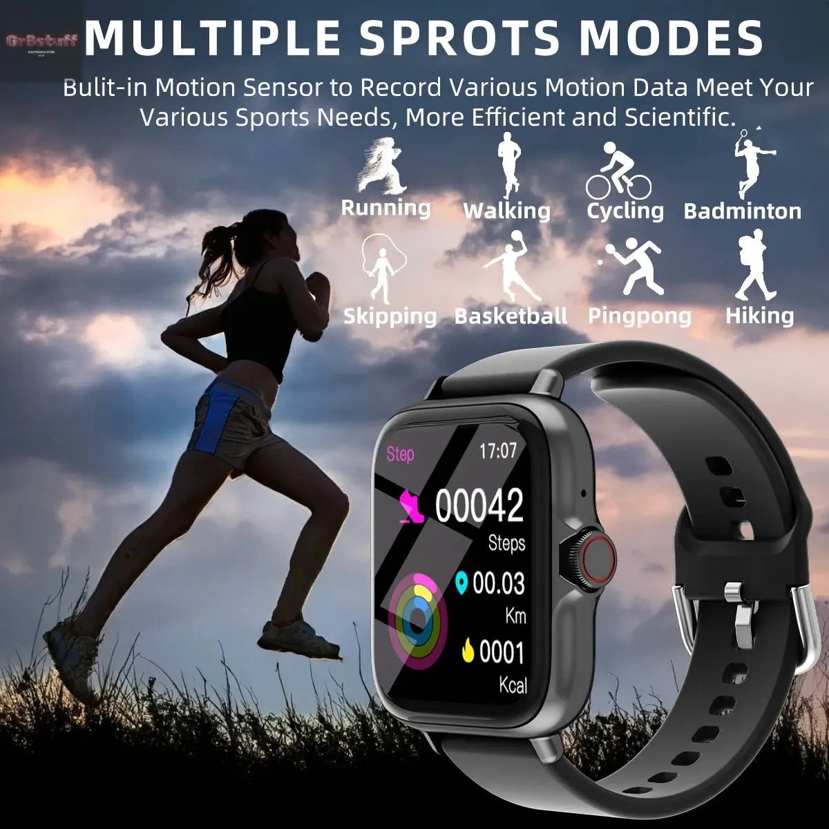 1.83'' Waterproof Smart Watch with Message Answer Call Sleep Monitoring Sports Pedometer Information Alerts For iPhone Android - Gr8stuff