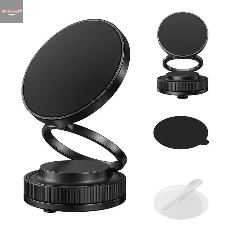 2025 Upgraded Magnetic Car Phone Mount - 360° Adjustable Suction Cup Holder | Magsafe Compatible for Iphone 16–12 & Android with Non-Adhesive Vacuum Suction Cup and Metal Ring for Non-Magnetic Devices.