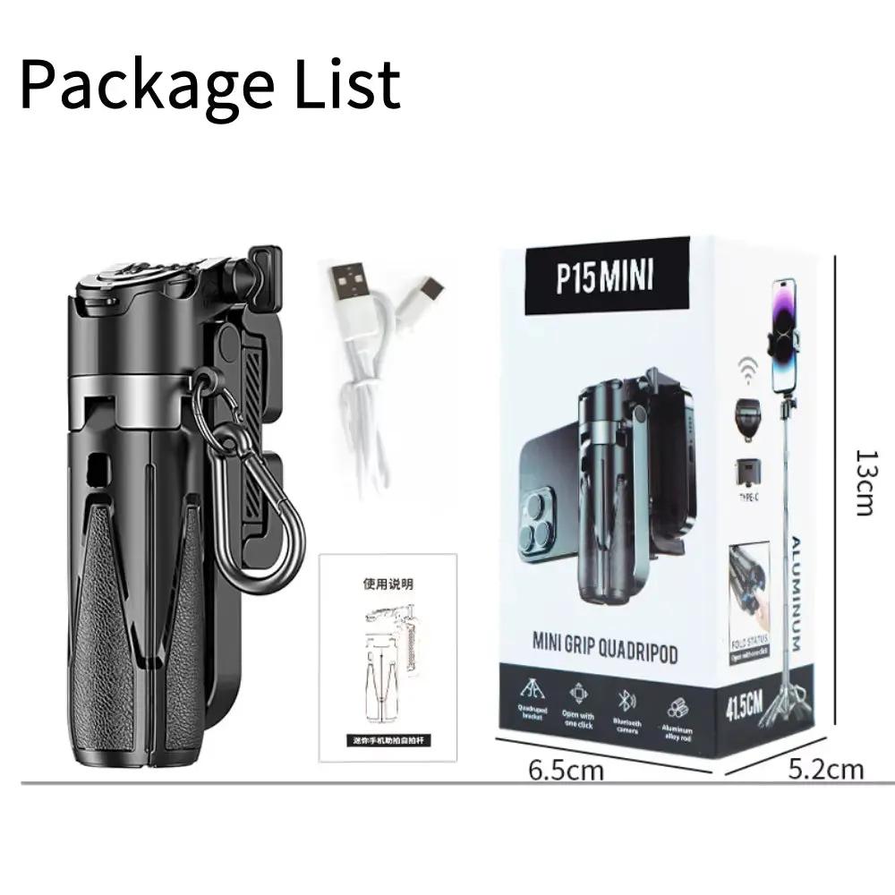 3In1 Selfie Stick Tripod Handle Phone Tripod Selfie Stablizer W Bluetooth Remote Phone Holder for Iphone 16 15 14 13 12 Android.