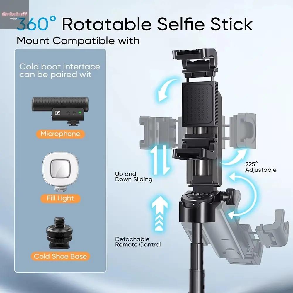 3In1 Selfie Stick Tripod Handle Phone Tripod Selfie Stablizer W Bluetooth Remote Phone Holder for Iphone 16 15 14 13 12 Android.