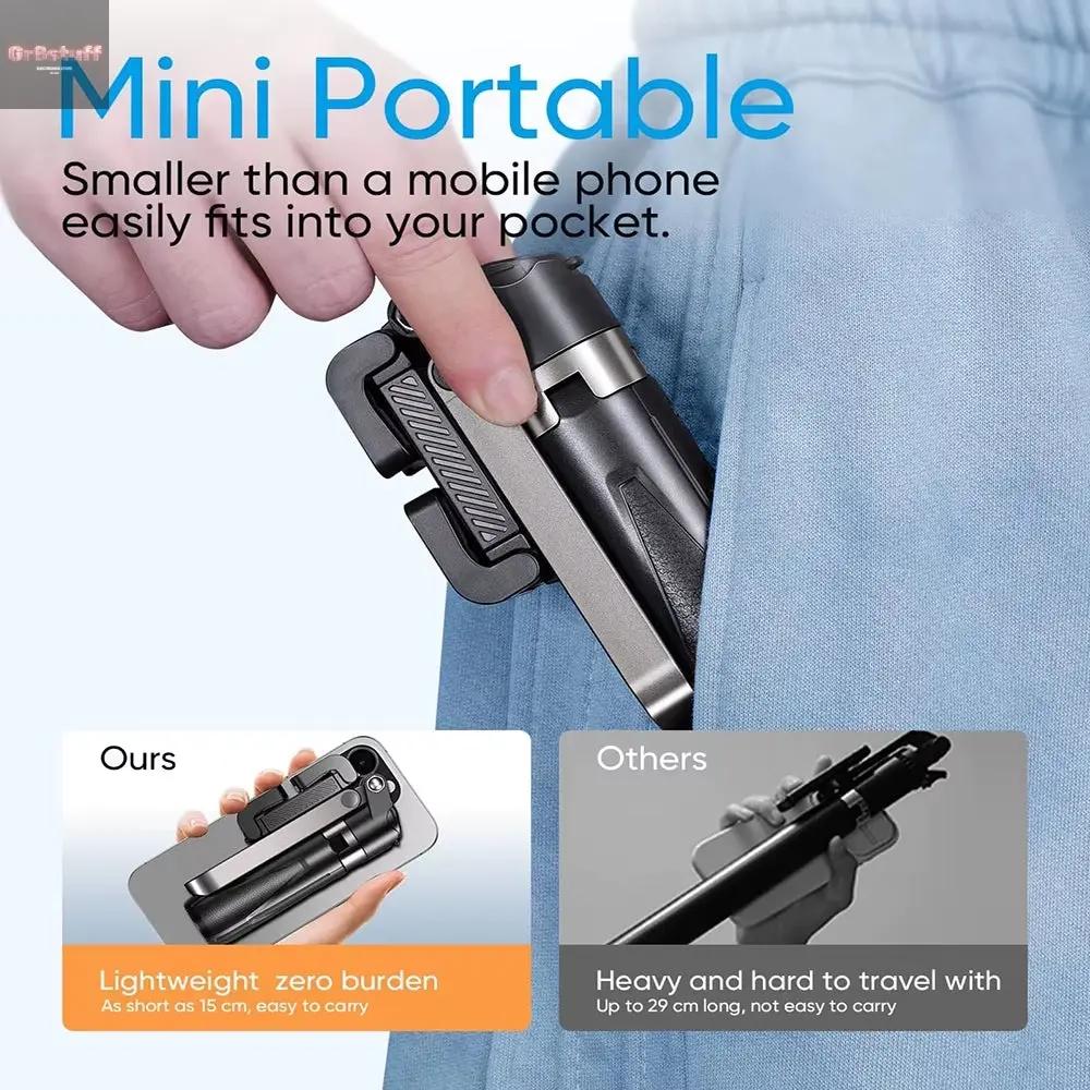 3In1 Selfie Stick Tripod Handle Phone Tripod Selfie Stablizer W Bluetooth Remote Phone Holder for Iphone 16 15 14 13 12 Android.
