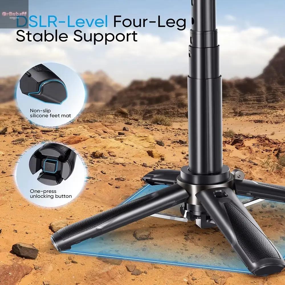 3In1 Selfie Stick Tripod Handle Phone Tripod Selfie Stablizer W Bluetooth Remote Phone Holder for Iphone 16 15 14 13 12 Android.