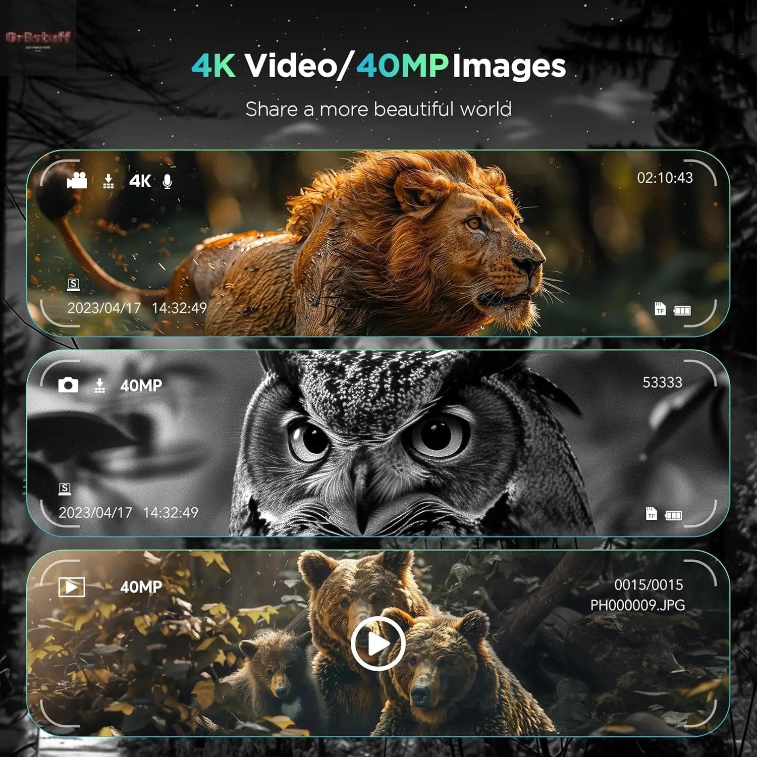 4K Night Vision Goggles for Adults, 2000FT Infrared Night Vision Binoculars with 64GB Card, Tactical Light, 8X Digital Zoom for Outdoor, Camping and Travel.