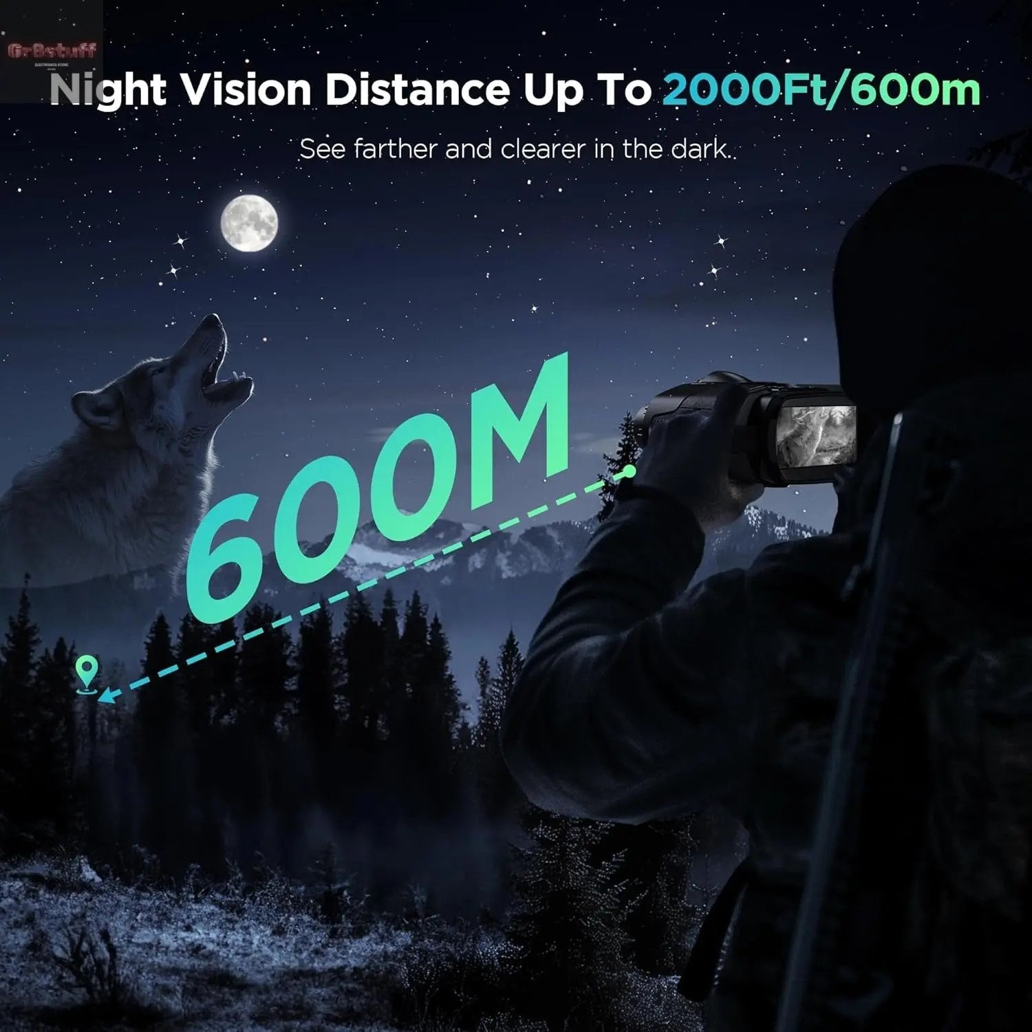 4K Night Vision Goggles for Adults, 2000FT Infrared Night Vision Binoculars with 64GB Card, Tactical Light, 8X Digital Zoom for Outdoor, Camping and Travel.