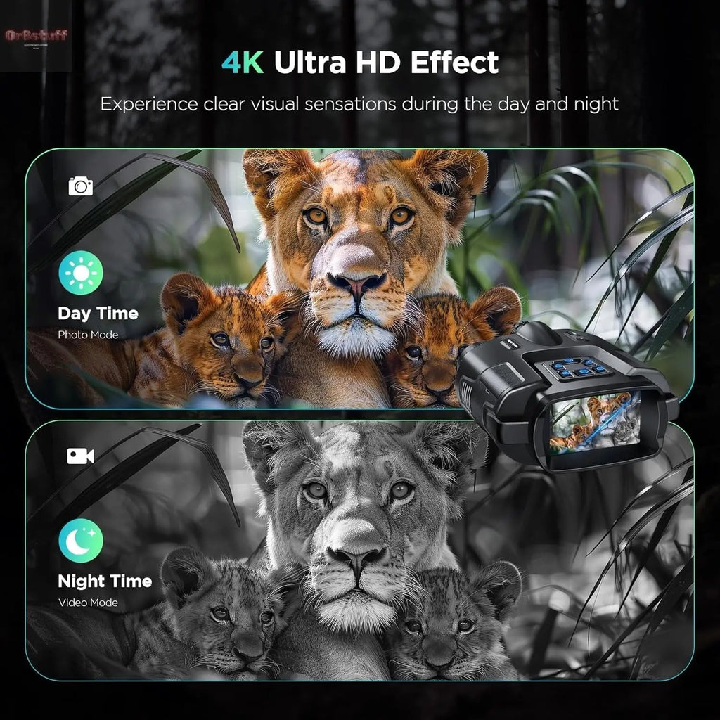 4K Night Vision Goggles for Adults, 2000FT Infrared Night Vision Binoculars with 64GB Card, Tactical Light, 8X Digital Zoom for Outdoor, Camping and Travel.