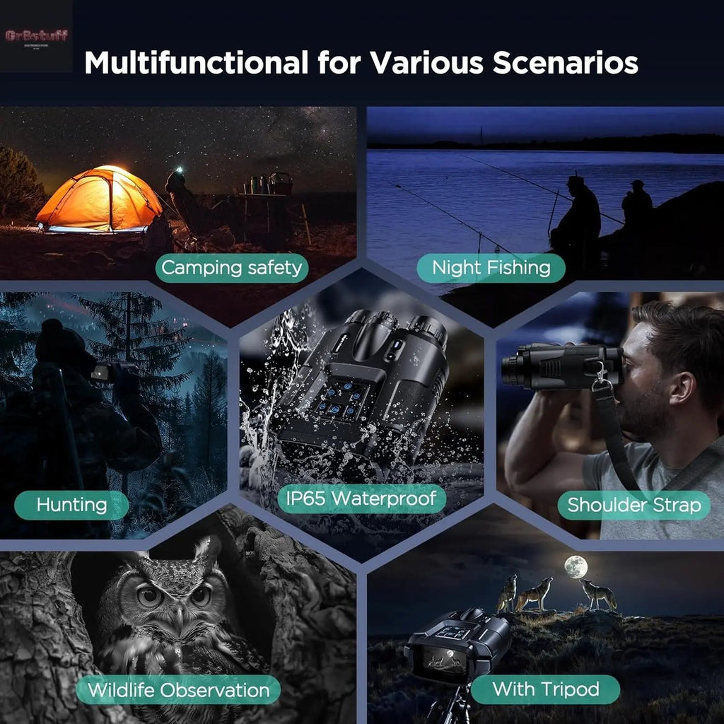 4K Night Vision Goggles for Adults, 2000FT Infrared Night Vision Binoculars with 64GB Card, Tactical Light, 8X Digital Zoom for Outdoor, Camping and Travel.