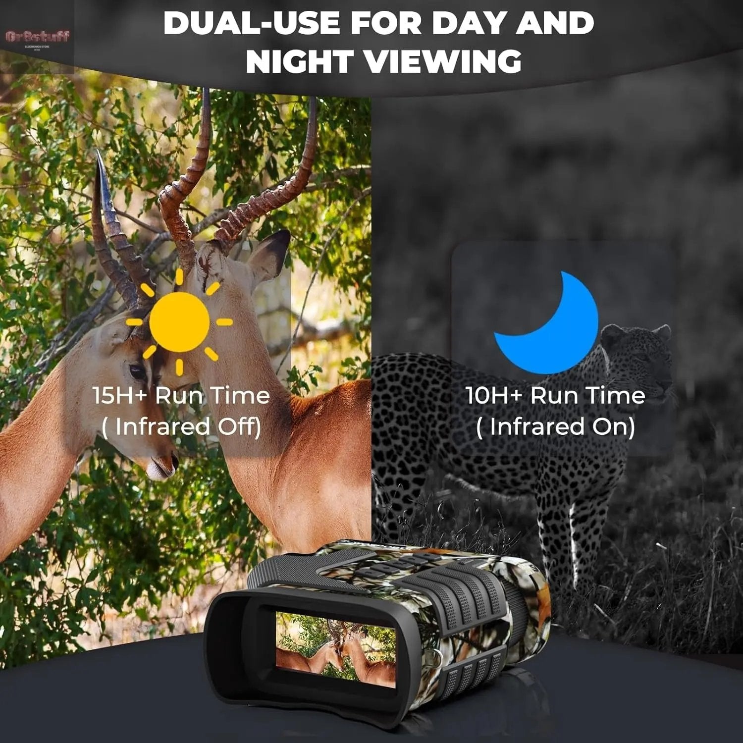 4K Night Vision Goggles– 10X Optical & 8X Digital Zoom, 1315FT Infrared Range, Rechargeable 5000Mah Battery, IPX Waterproof, Ideal for Camping.