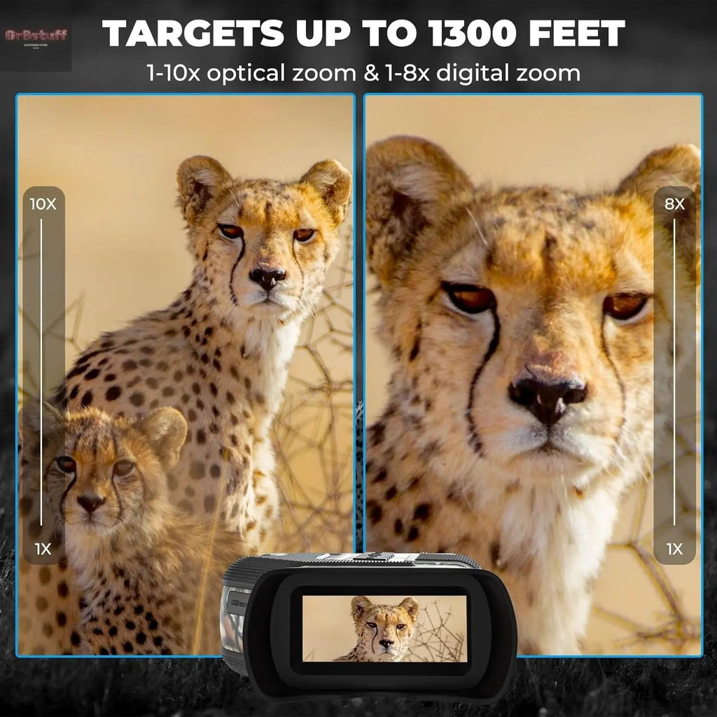 4K Night Vision Goggles– 10X Optical & 8X Digital Zoom, 1315FT Infrared Range, Rechargeable 5000Mah Battery, IPX Waterproof, Ideal for Camping.