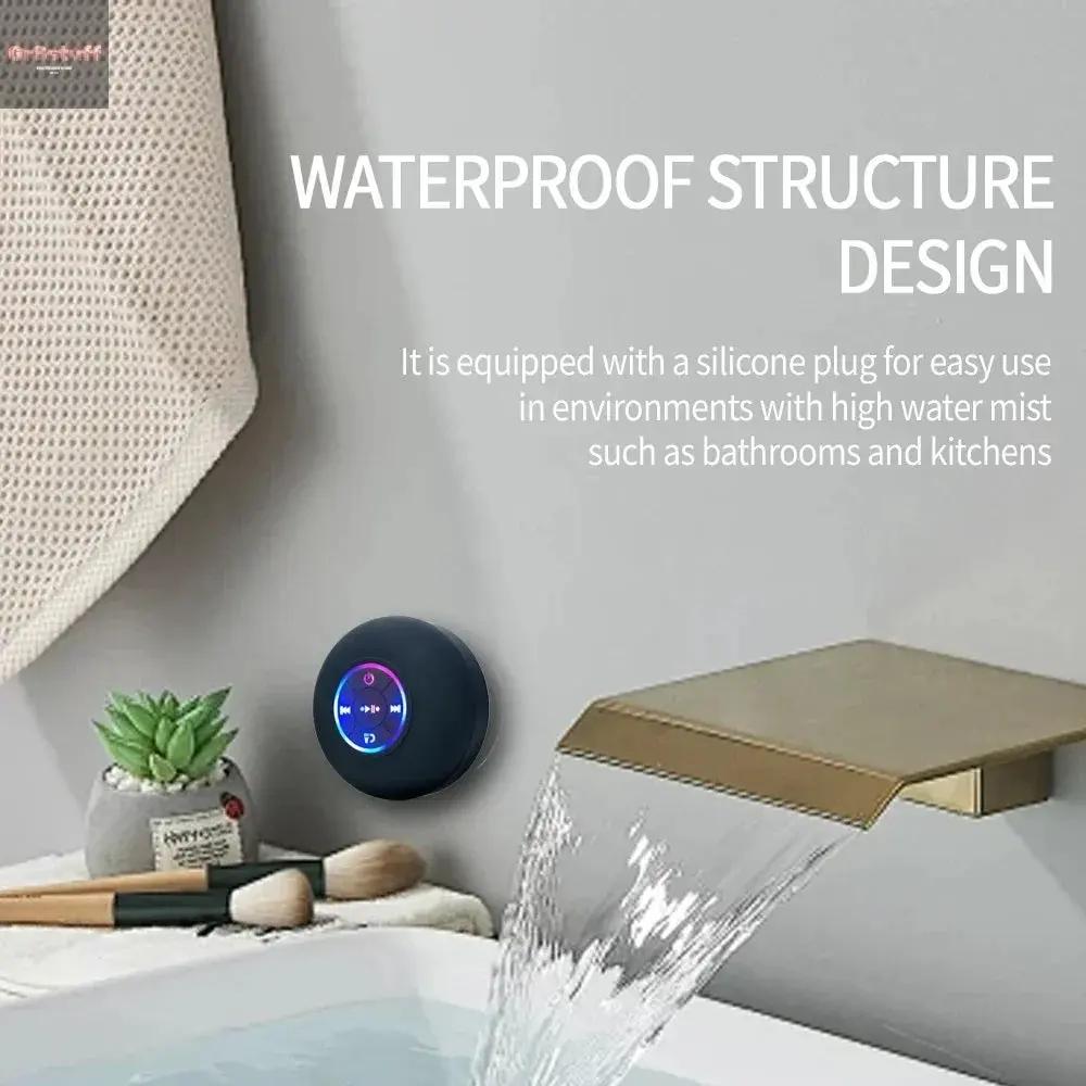 AquaBeat Mini: Waterproof LED Bluetooth Speaker with Powerful Sound & Suction Cup Mount.