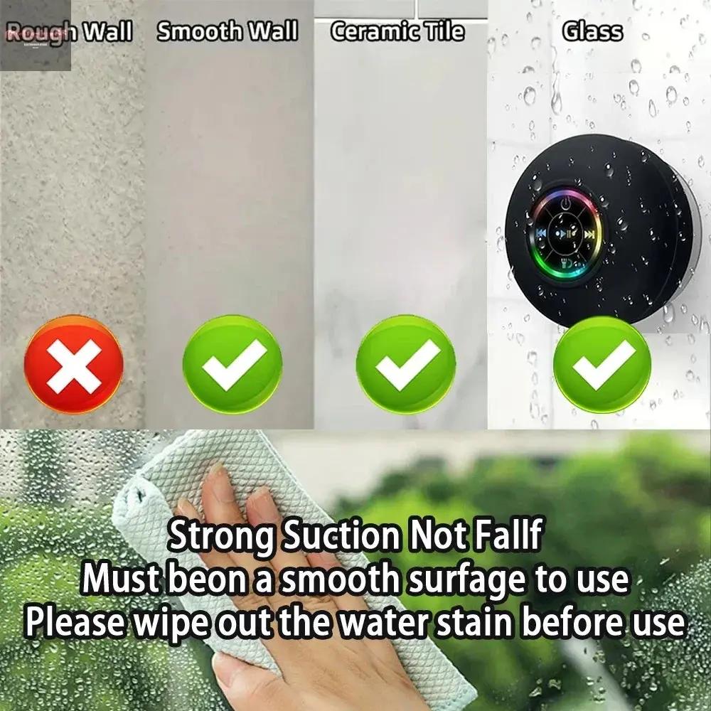 AquaBeat Mini: Waterproof LED Bluetooth Speaker with Powerful Sound & Suction Cup Mount.