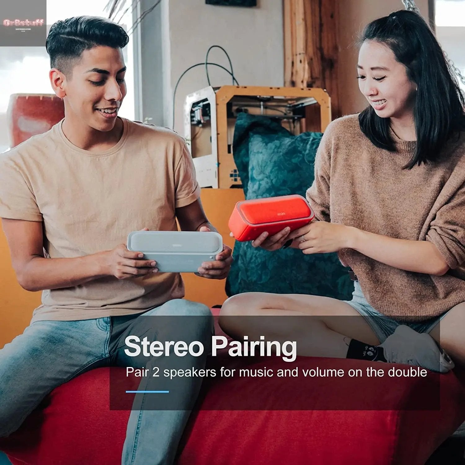 Bluetooth Speaker, Soundbox Pro Wireless Speaker with 20W Stereo Sound, Active Extra Bass, Bluetooth5.0, IPX6 Waterproof, Wireless Stereo Pairing, Multi-Colors Lights, 20Hrs Playtime -Blue.