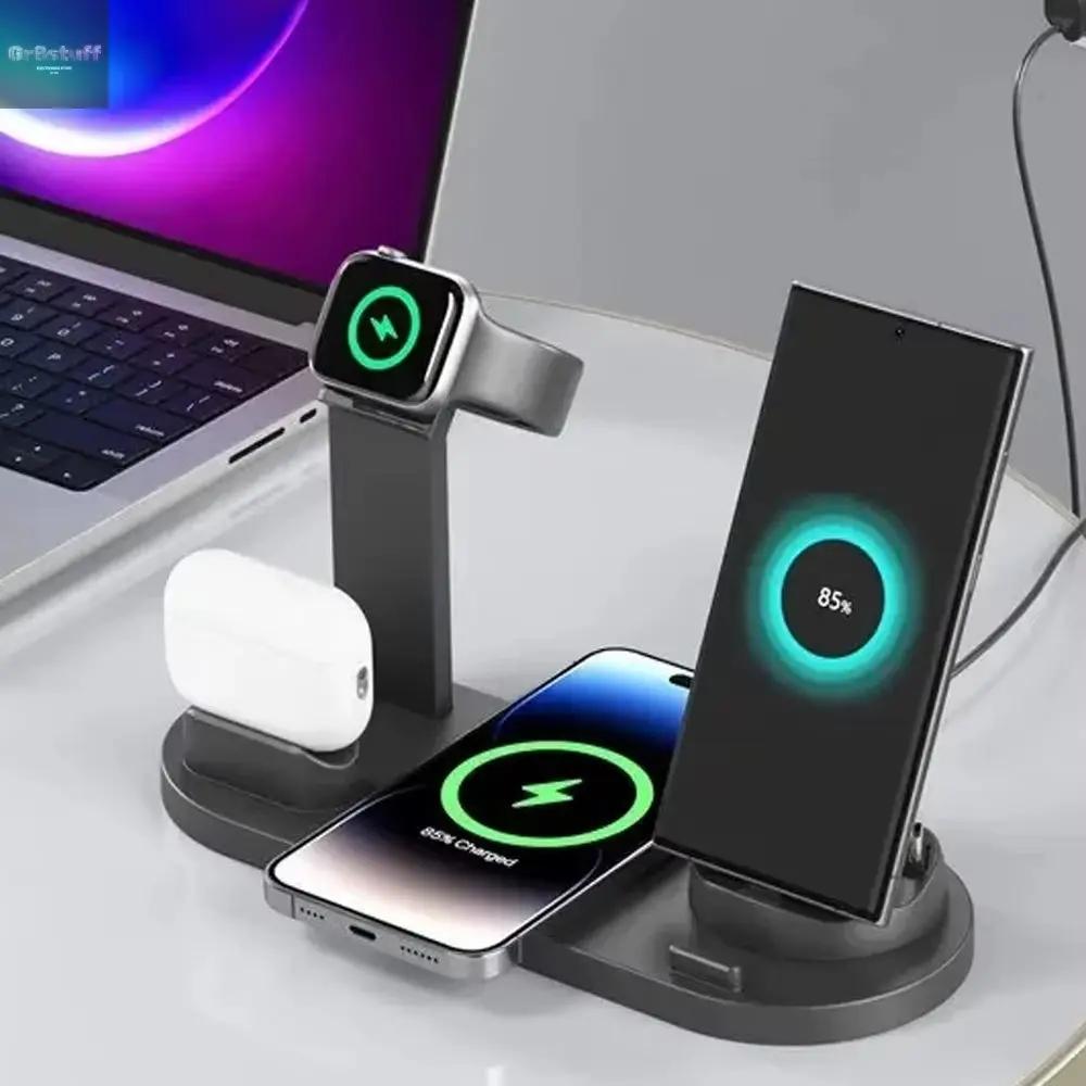 ChargeHub™ Pro 4-in-1 Wireless Dock – One Stand. Total Power. Zero Clutter.