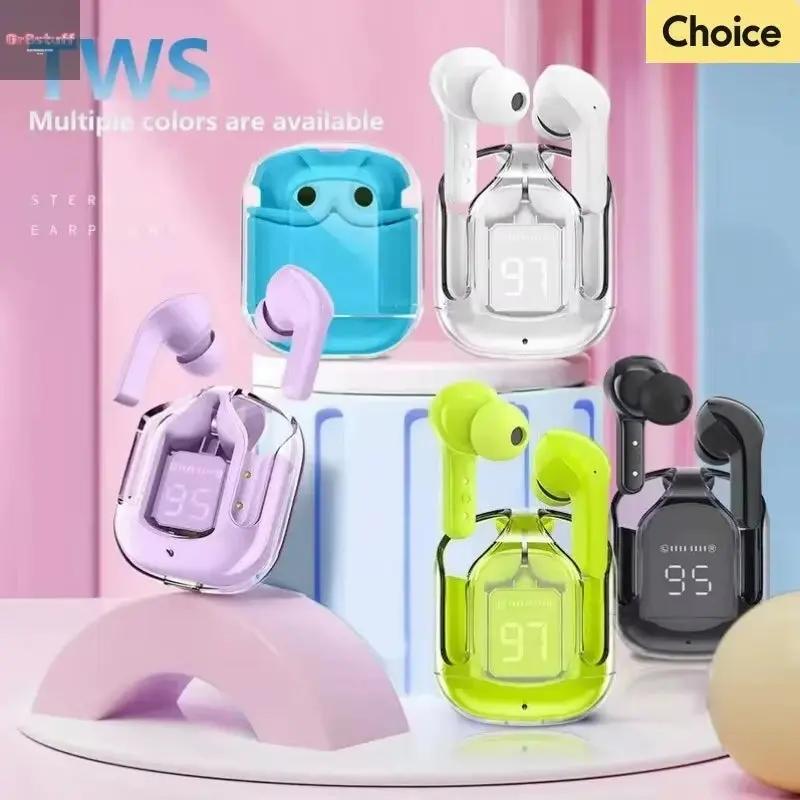 CrystalBeats BT30: Transparent TWS Bluetooth 5.3 Earbuds with Digital Display & Noise Canceling.