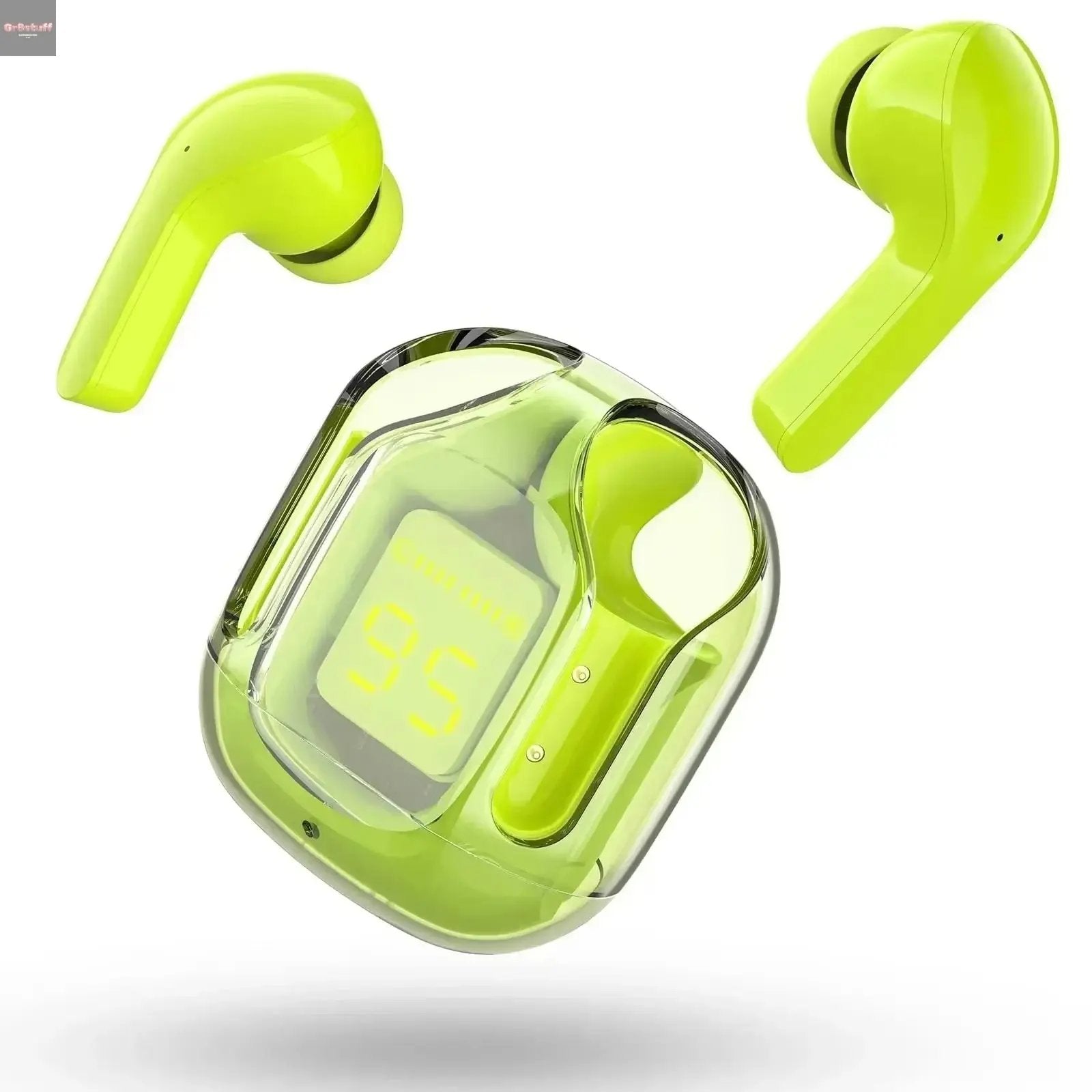 CrystalBeats BT30: Transparent TWS Bluetooth 5.3 Earbuds with Digital Display & Noise Canceling.