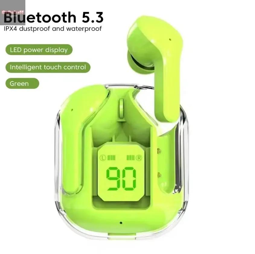 CrystalBeats BT30: Transparent TWS Bluetooth 5.3 Earbuds with Digital Display & Noise Canceling.