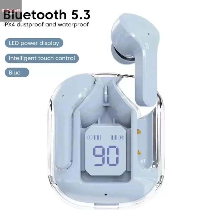 CrystalBeats BT30: Transparent TWS Bluetooth 5.3 Earbuds with Digital Display & Noise Canceling.