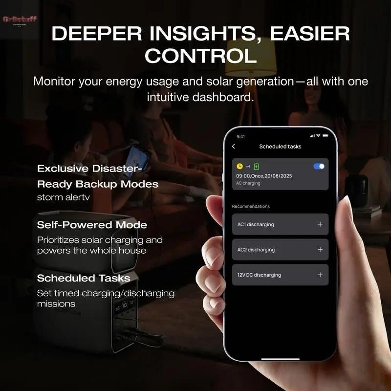 ECOFLOW DELTA 3 Classic Portable Power Station with 220W Solar Panel, Solar Charging, Lifepo4 Battery, 1800W AC/100W USB-C Output.