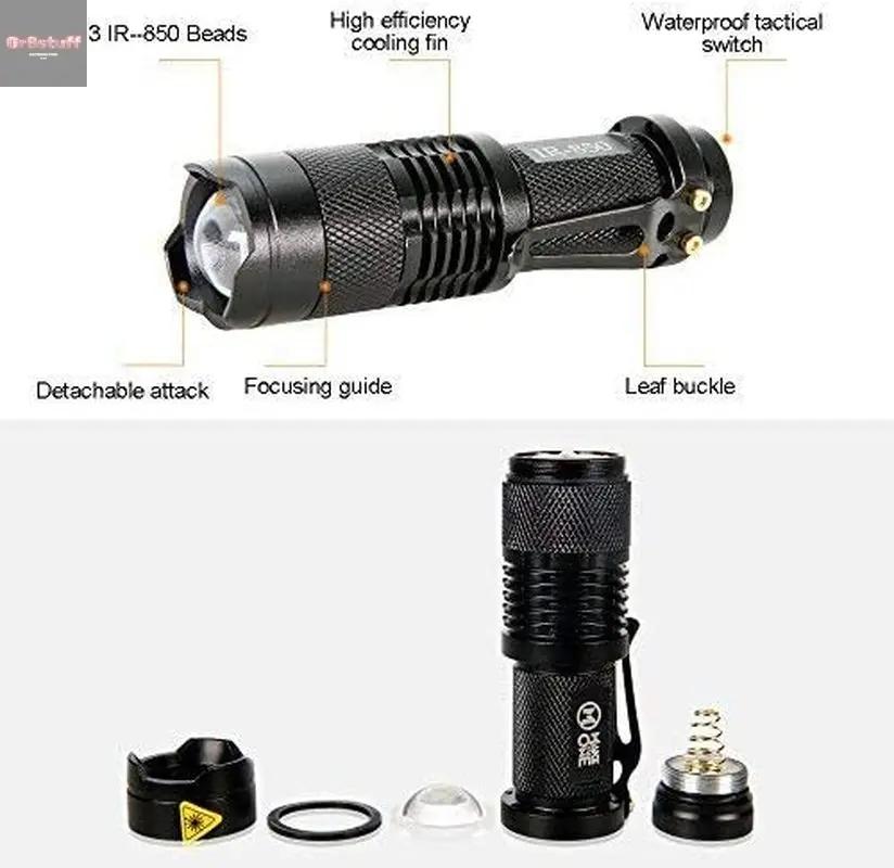 IR Torch 3 Watt 850NM Infrared Light Night Vision Flashlight Torch - Infrared Light Is Invisible to Human Eyes - to Be Used with Night Vision Device (NOT Include Battery).