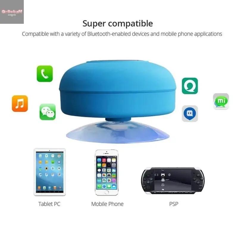 Mini Bluetooth Speaker Shower Subwoofer Waterproof Handsfree Loudspeaker with Suction Cup Mic for Bathroom Pool Beach Car Phone.