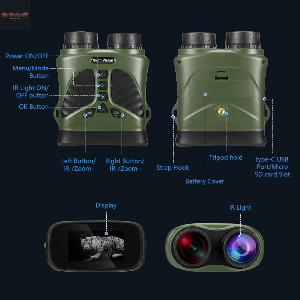 Night Vision Goggles - 4K Night Vision Binoculars with 48MP and 3 Inch Display, 8X Digital Zoom and 7-Level Infrared Black with White, Backlit Buttons, Type-C Fast Charging & Detachable Battery.