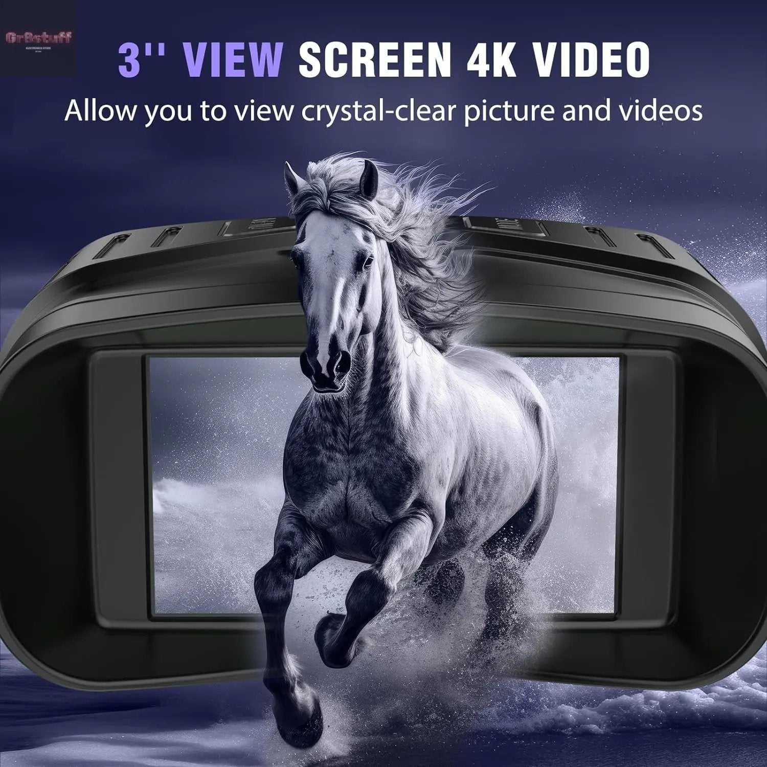 Night Vision Goggles - 4K Night Vision Binoculars with 5000Mah Rechargeable Battery, 32GB TF Card Can save Photo and Video, 3'' HD Screen for Camping & Security, Black.