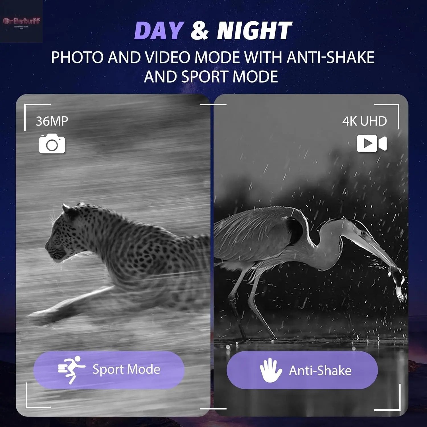 Night Vision Goggles - 4K Night Vision Binoculars with 5000Mah Rechargeable Battery, 32GB TF Card Can save Photo and Video, 3'' HD Screen for Camping & Security, Black.