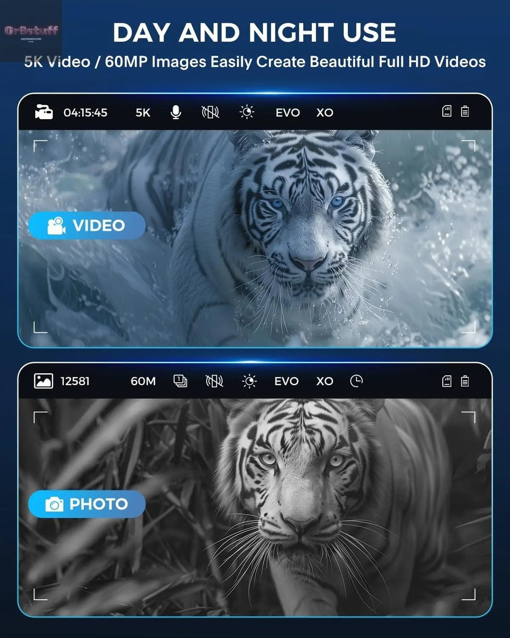 Night Vision Goggles - Night Vision Binoculars for Adults, 5000Mah Rechargeable Infrared Binoculars with 3'' Large Screen, 10X Digital Zoom External Flashlight for Camping.