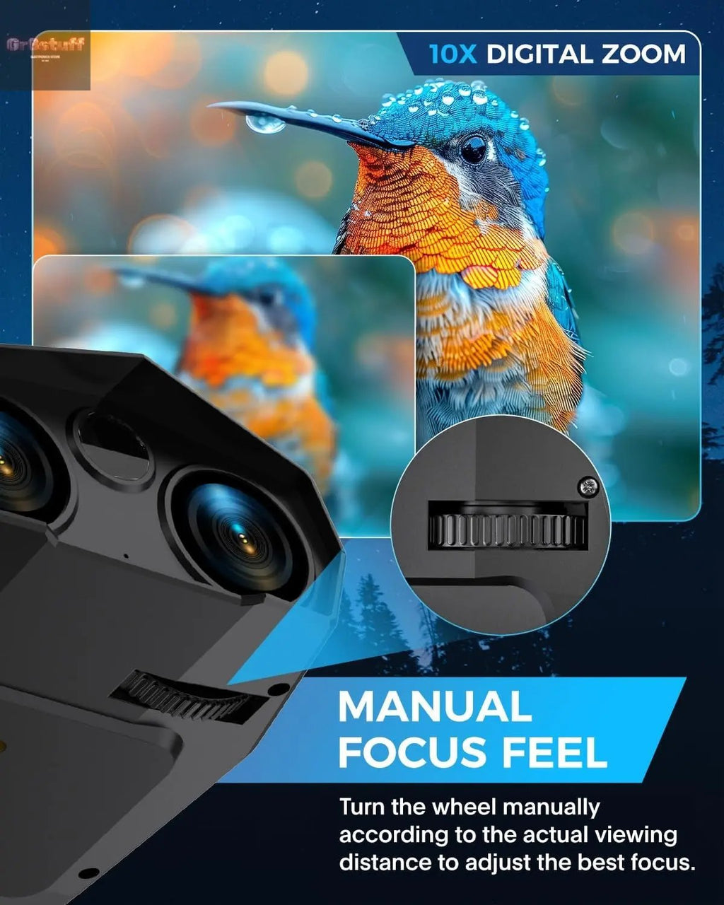 Night Vision Goggles - Night Vision Binoculars for Adults, 5000Mah Rechargeable Infrared Binoculars with 3'' Large Screen, 10X Digital Zoom External Flashlight for Camping.