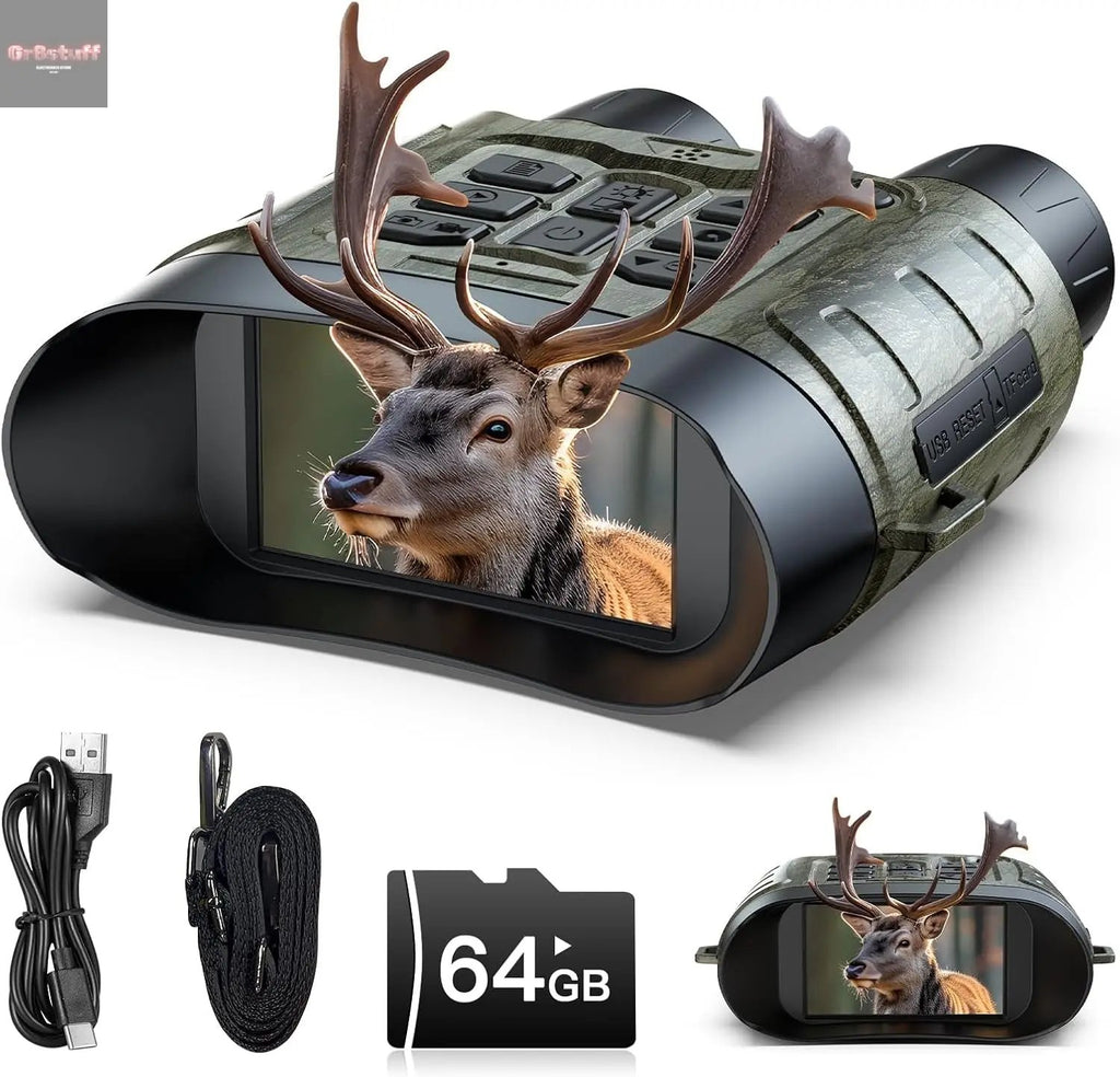 Night Vision Goggles for Adults, 112 MP 4K Night Vision Binoculars 12X Zoom & 5000Mah Battery, 64GB Card Included, Infrared Vision, 1300Ft Range, Perfect for Hunting, Camping & Security.