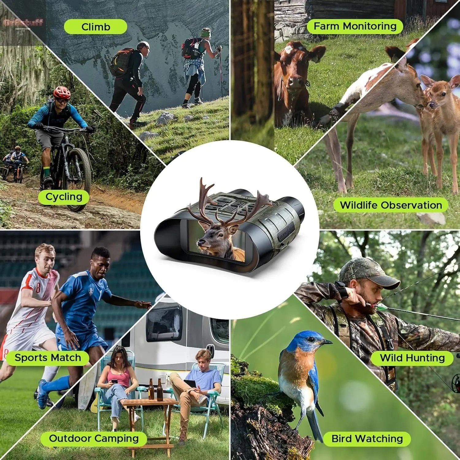 Night Vision Goggles for Adults, 112 MP 4K Night Vision Binoculars 12X Zoom & 5000Mah Battery, 64GB Card Included, Infrared Vision, 1300Ft Range, Perfect for Hunting, Camping & Security.