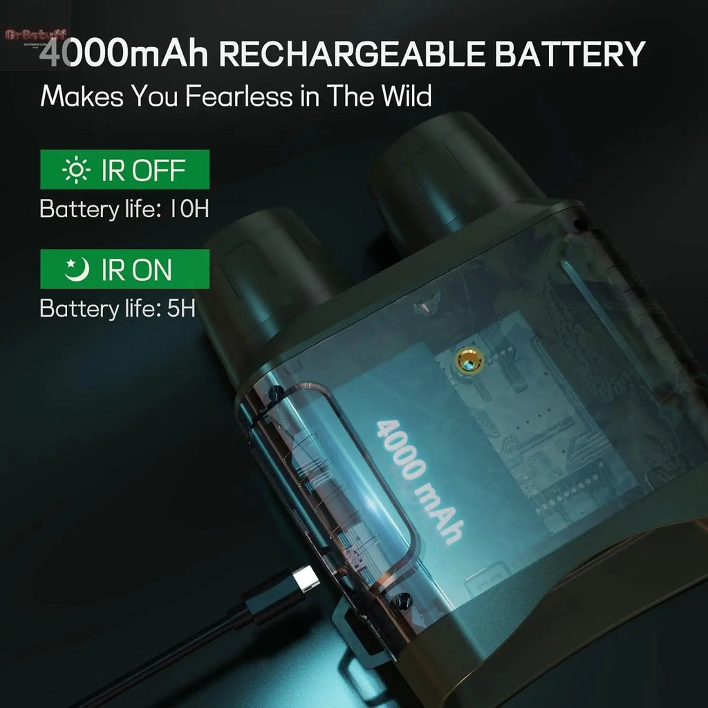 Night Vision Goggles for Adults, 4K Infrared Night Vision Binoculars with Rechargeable Battery and Anti-Shake Motion Detection for Camping.