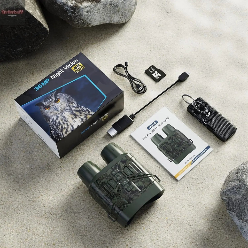 Night Vision Goggles for Adults, 4K Infrared Night Vision Binoculars with Rechargeable Battery and Anti-Shake Motion Detection for Camping.