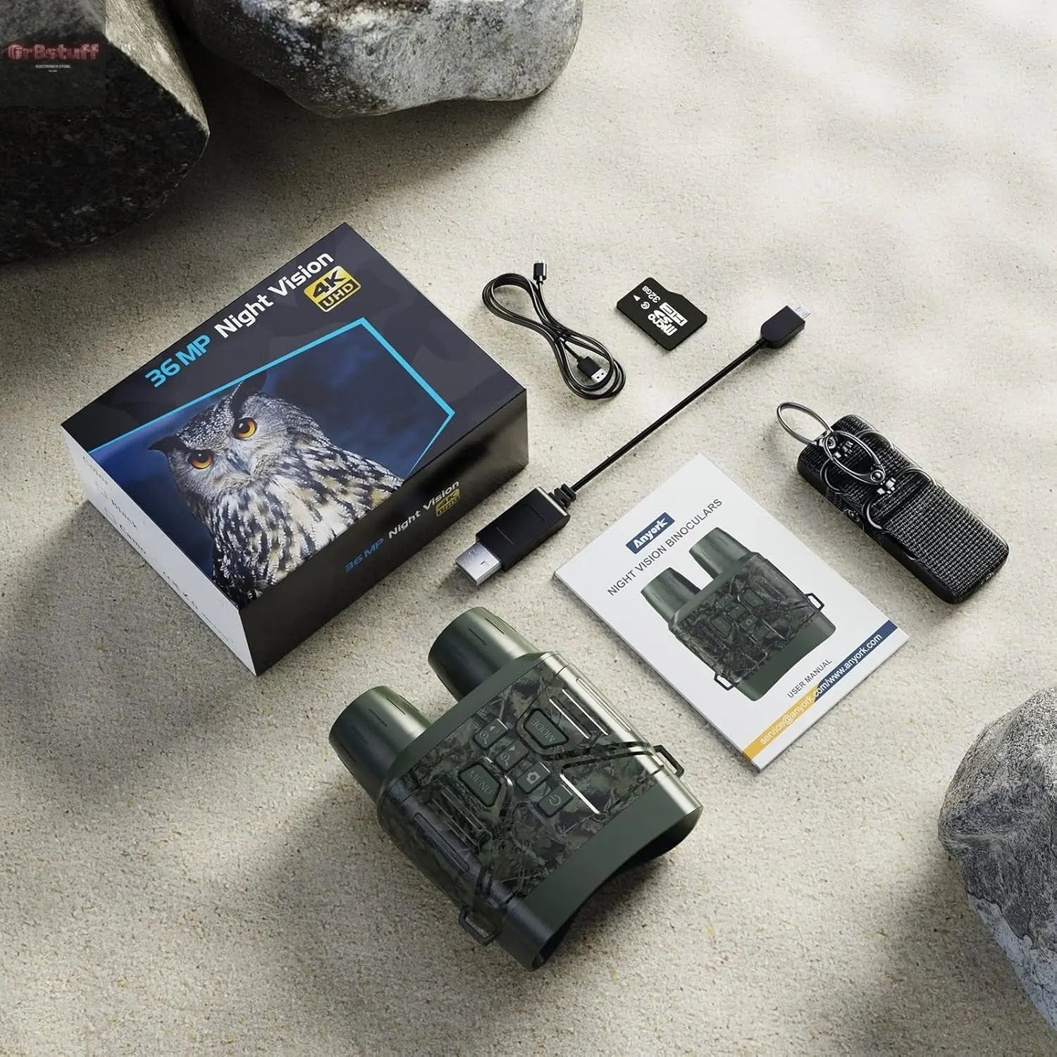 Night Vision Goggles for Adults, 4K Infrared Night Vision Binoculars with Rechargeable Battery and Anti-Shake Motion Detection for Camping.