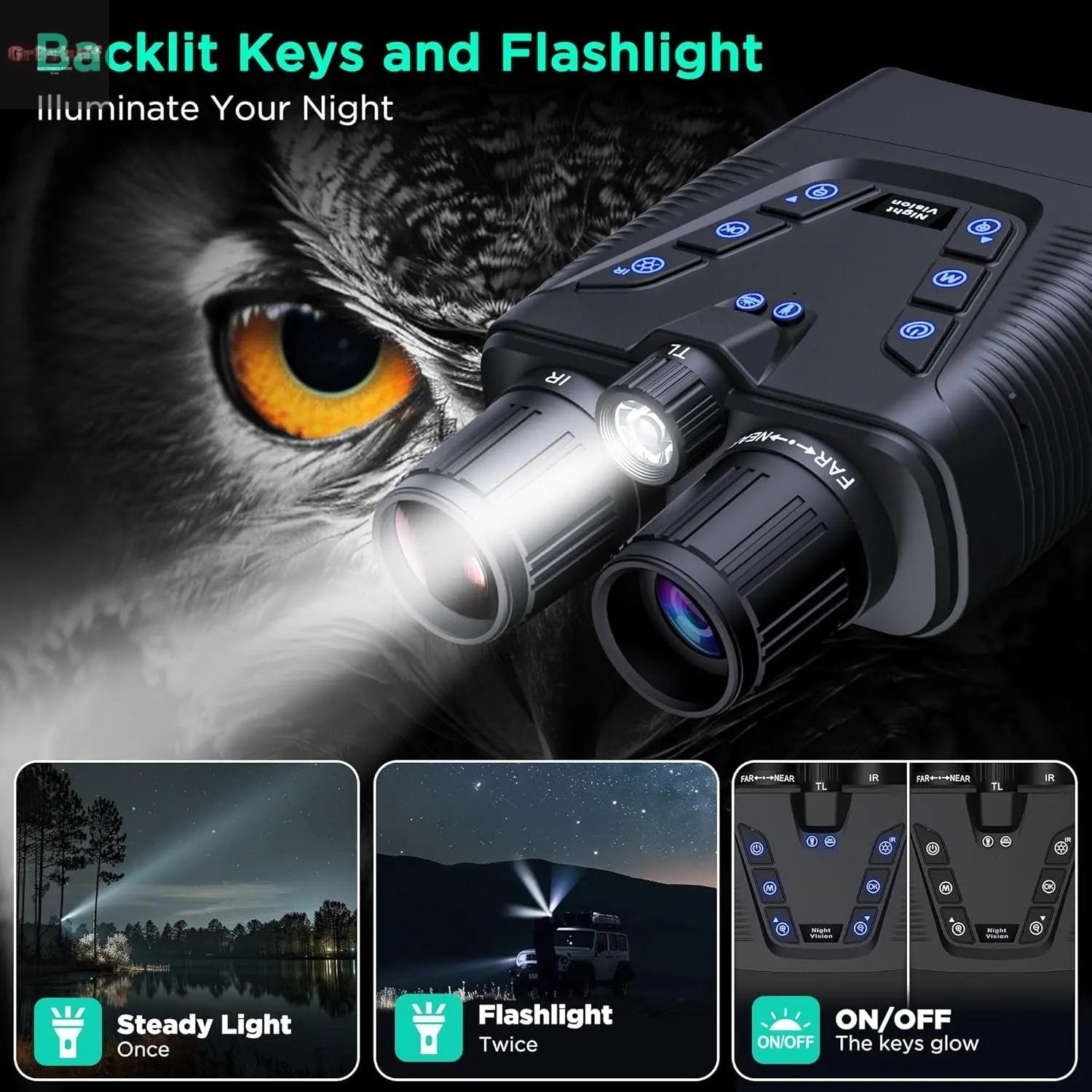 Night Vision Goggles, 58MP Full-Color 4K Night Vision Binoculars with 10000Mah Fast Charging Battery, 64GB Card, 3.99" Screen and 1968FT Viewing Range for Camping Hunting & Security(Black).