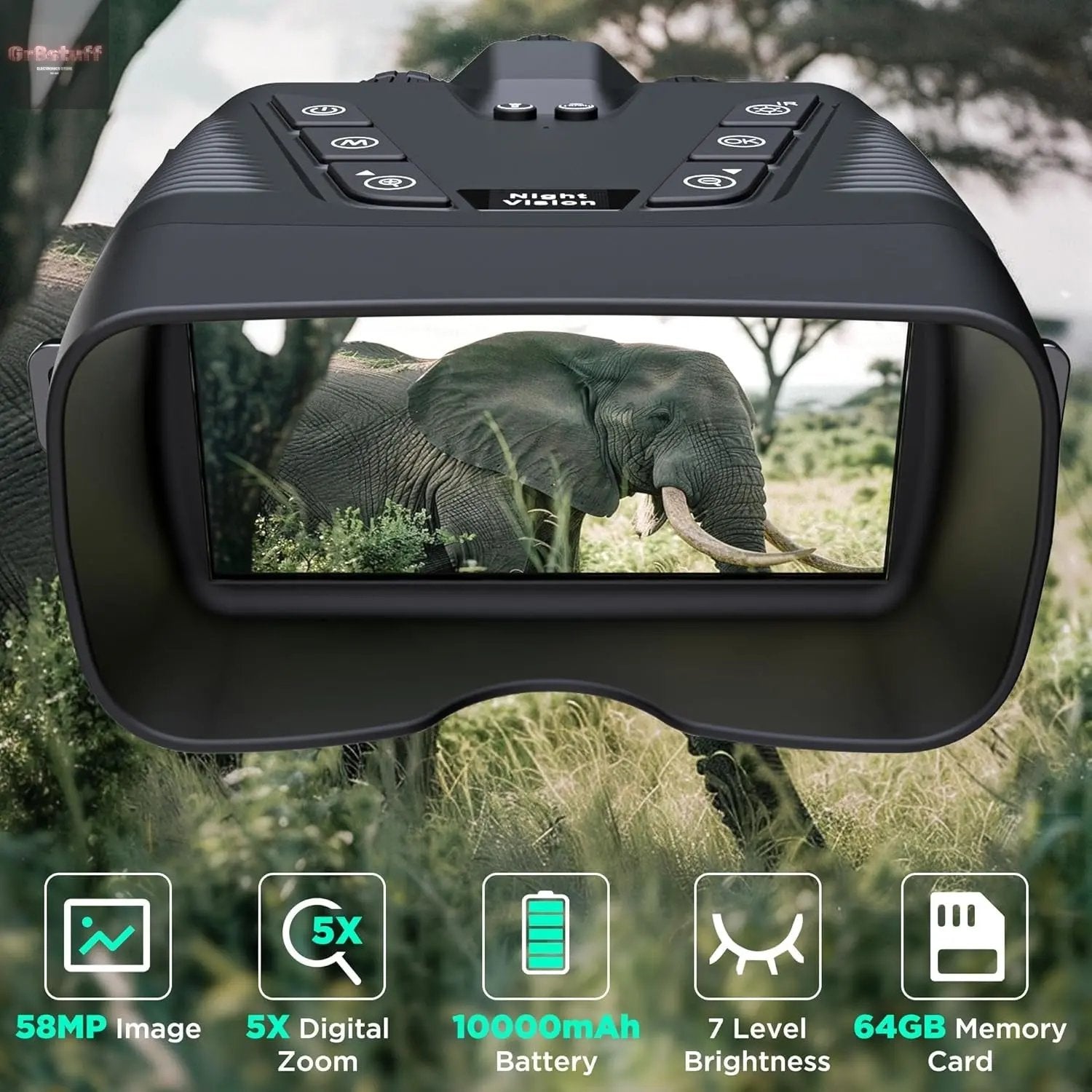 Night Vision Goggles, 58MP Full-Color 4K Night Vision Binoculars with 10000Mah Fast Charging Battery, 64GB Card, 3.99" Screen and 1968FT Viewing Range for Camping Hunting & Security(Black).