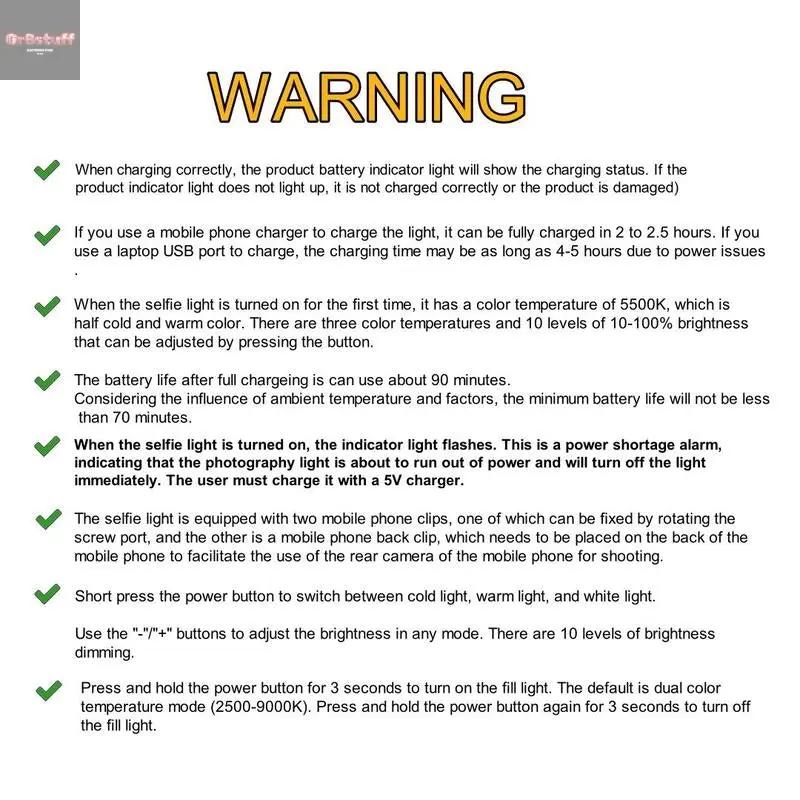 Portable Rechargeable LED Clip-On Selfie Light.