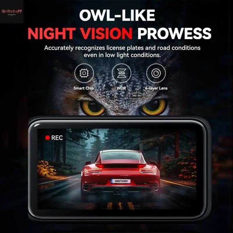 Redtiger F4 4K Voice Control Dash Cam Wifi&App Control GPS Super Night Vision Loop Recording Dashcam Car Camera Dashcam.