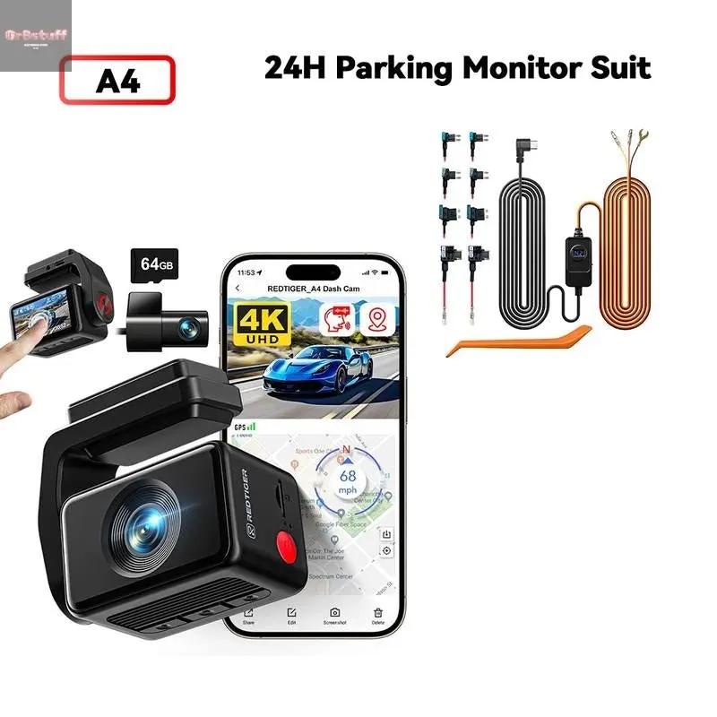 Redtiger F4 4K Voice Control Dash Cam Wifi&App Control GPS Super Night Vision Loop Recording Dashcam Car Camera Dashcam.