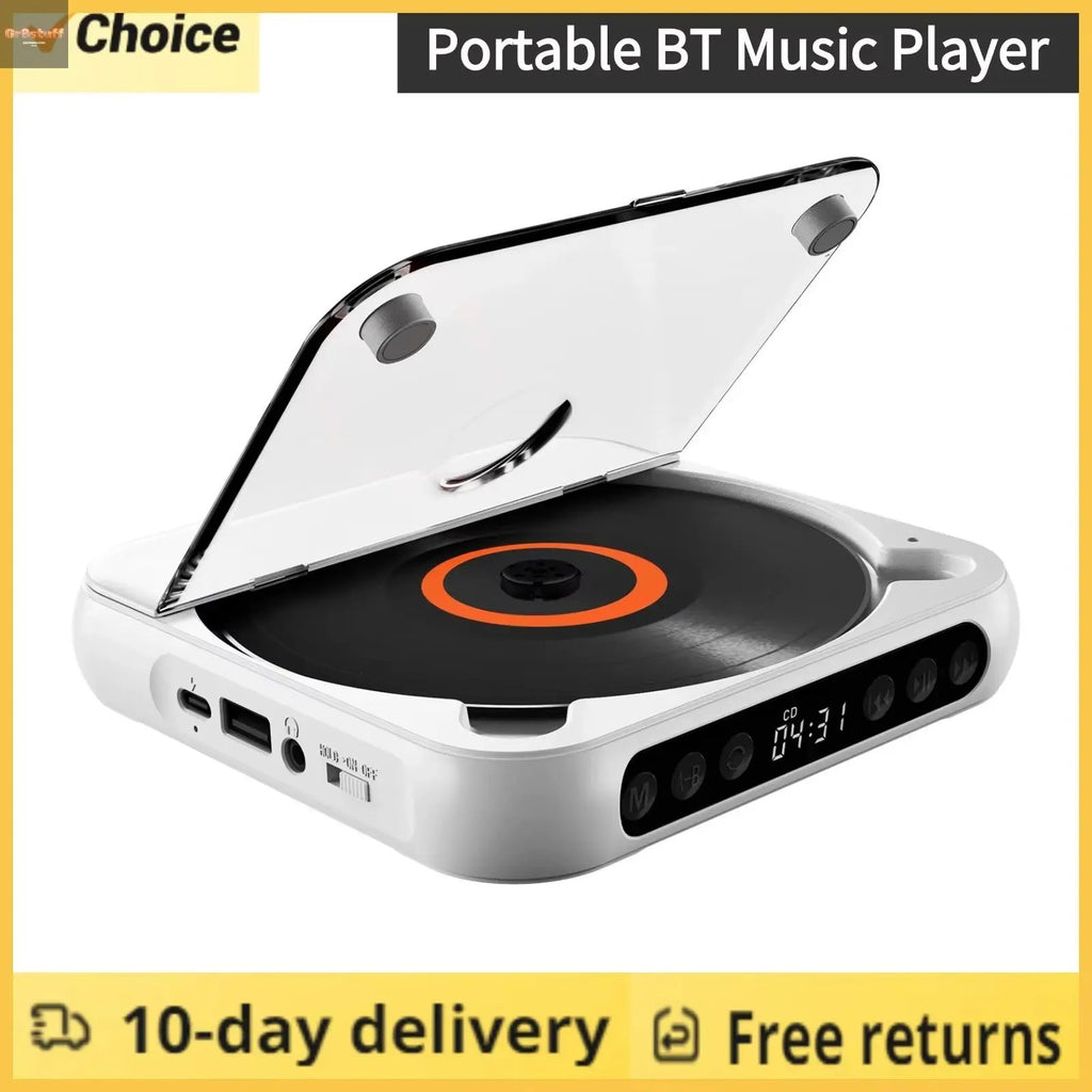 SpinWave™ Portable CD & Bluetooth Music Player – Classic Sound Meets Modern Freedom.