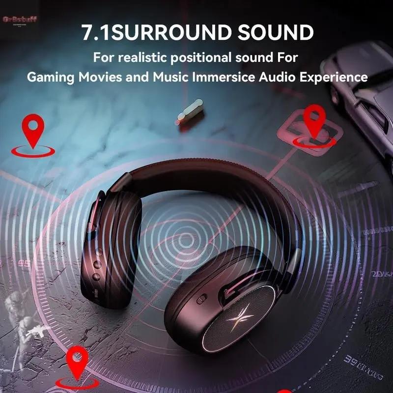 TAGRY K3 Gaming Headset - 7.1 Surround Sound - 50Mm Drivers - Memory Foam Cushion - Bluetooth 5.3-USB-A/C Dual Interface 2.4G - Wired 3.5Mm Audio Jack - for PC, Mac, PS4, Ps5,Switch, Xbox, Smart Phone, Laptop, Smart Watch, Tablet.