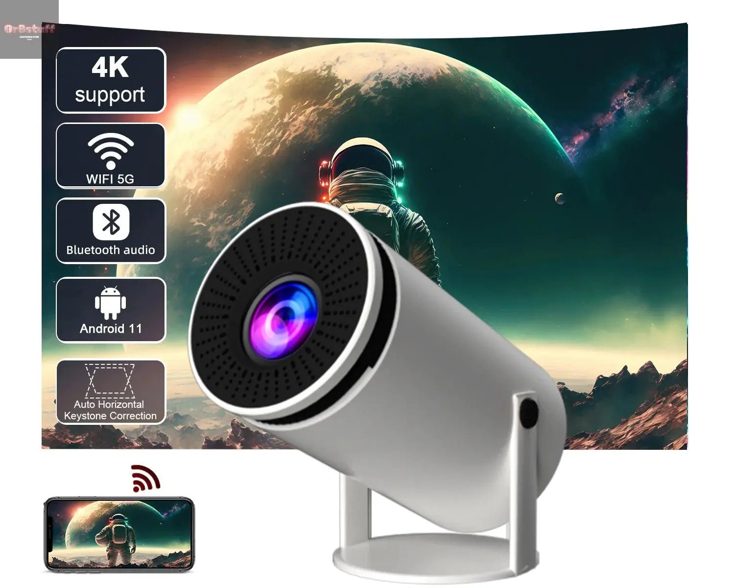 BarrelSmart HD Home Projector - Gr8stuff