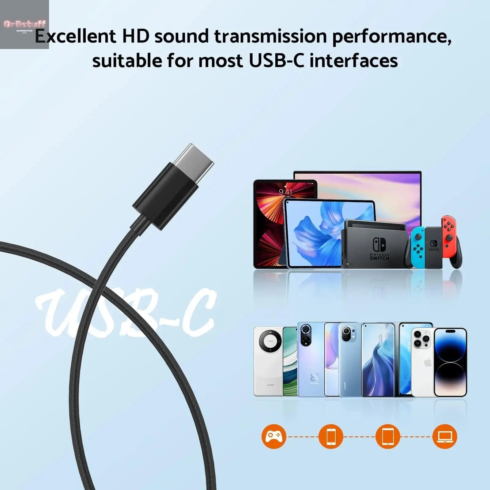 For Samsung Headphones HiFi Surround Sound In - ear USB Type C 3.5mm With wire control Wired Earplugs For Galaxy S24 S23 S22 Ultra - Gr8stuff